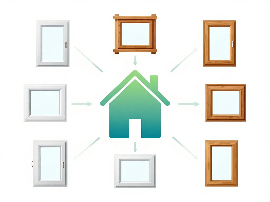 Diagramme concept Art et Fenêtres matériaux PVC aluminium bois
