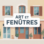 Illustration moderne Art et Fenêtres façade maison multi-matériaux