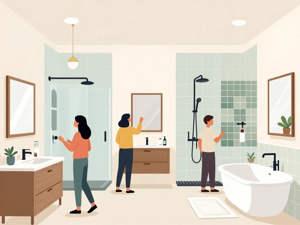 aubade salle de bain illustration showroom harmonieux