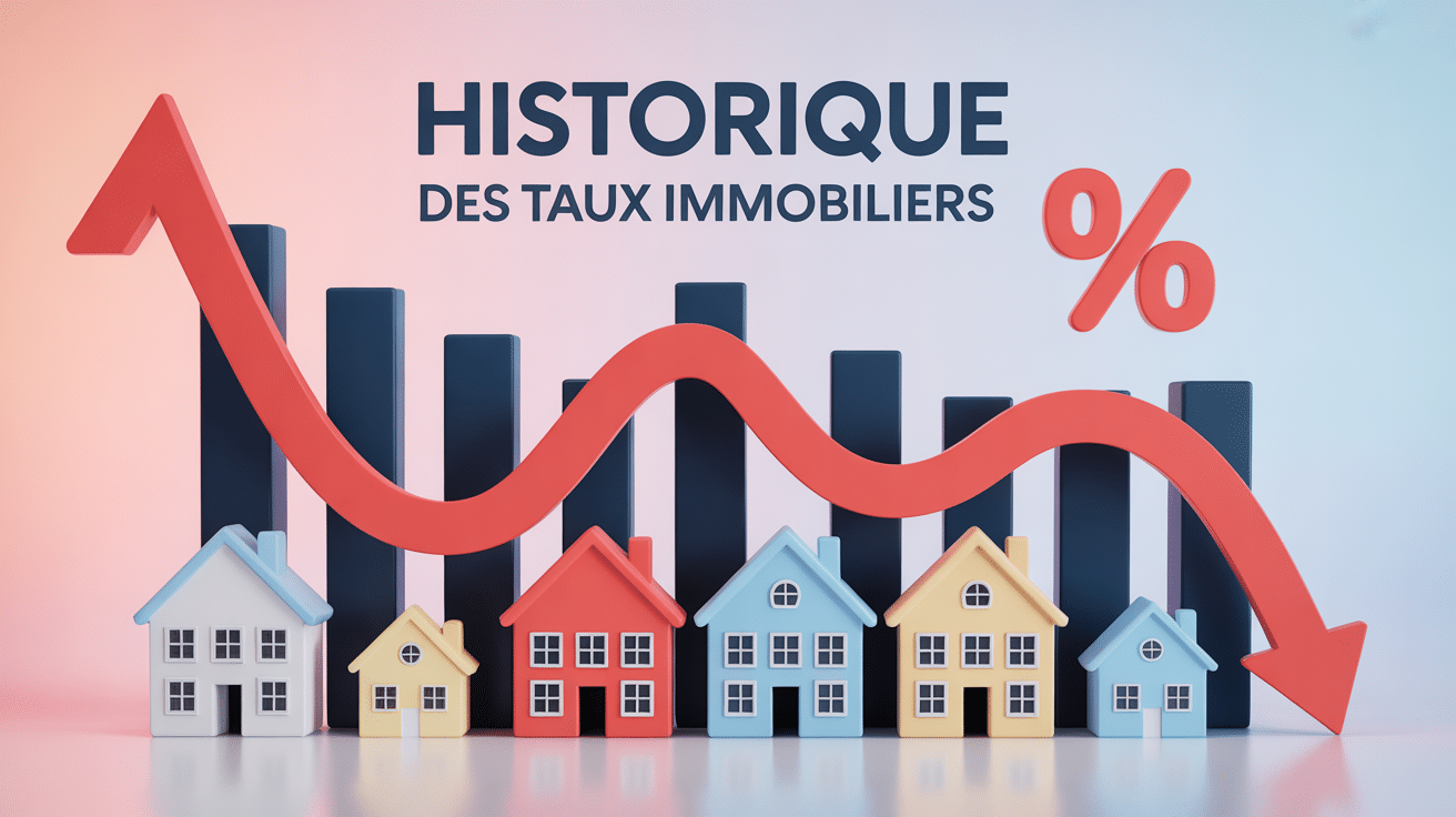historique taux immobilier 1970 courbe maisons immeubles