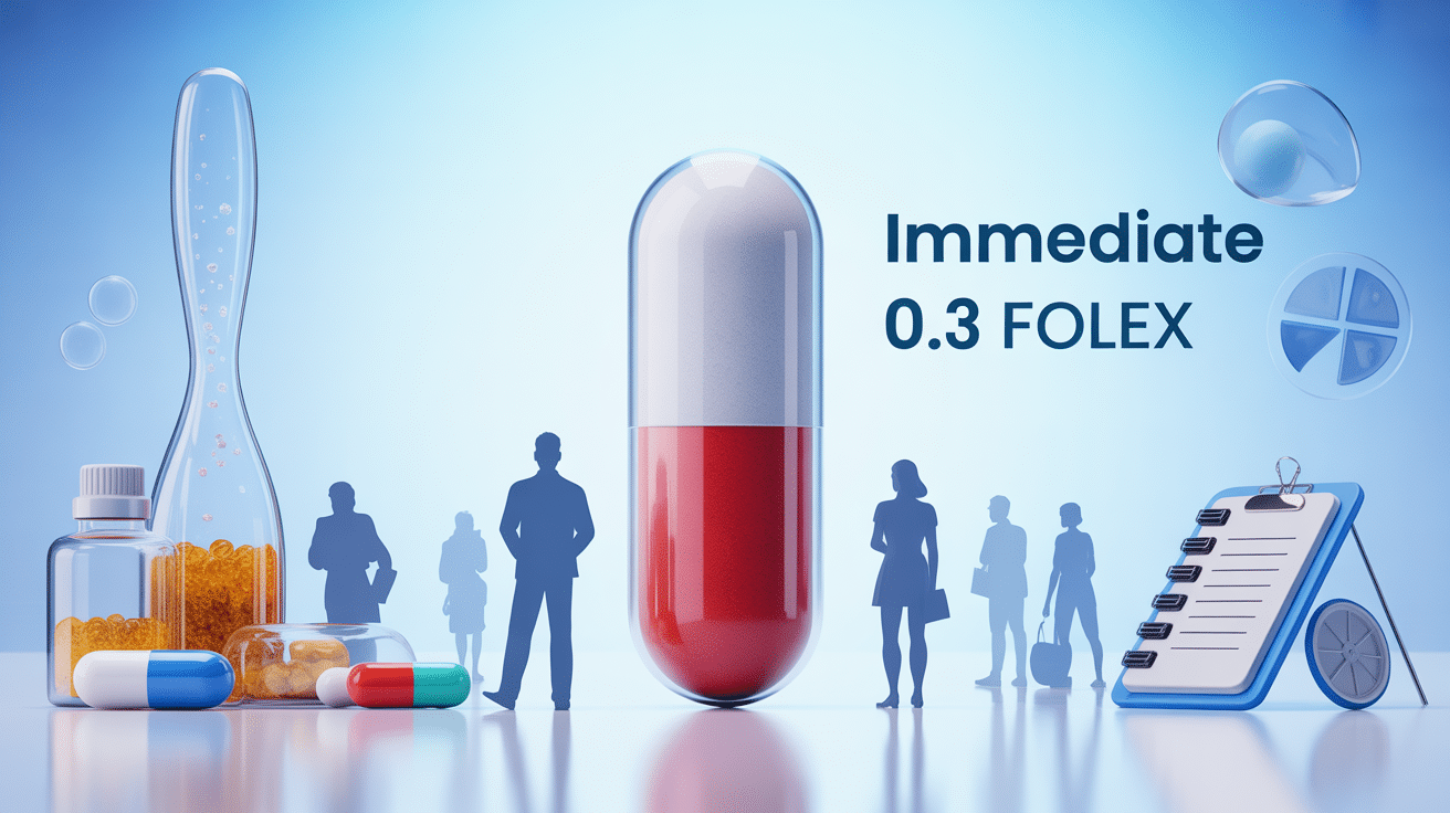 Illustration pilule immediate 0.3 folex ambiance médicale professionnelle