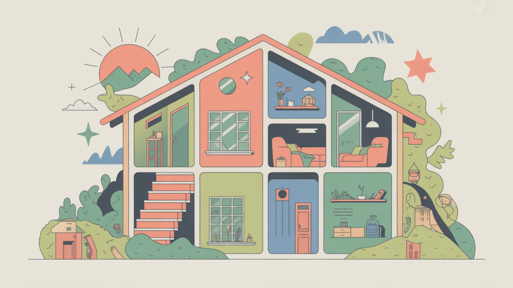 maison stylisée espaces aménageables