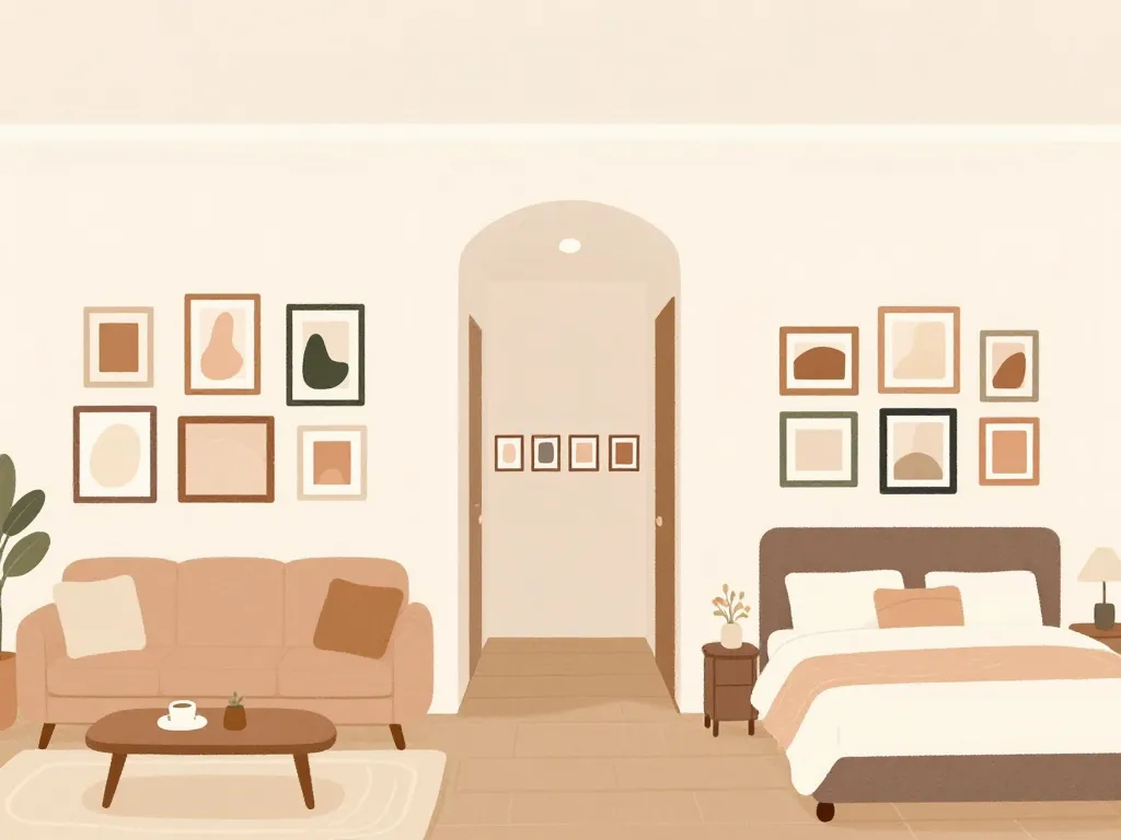 Mur de photos illustration salon couloir chambre