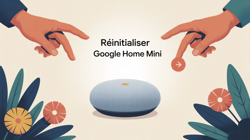 Illustration étape par étape pour reinitialiser google home mini