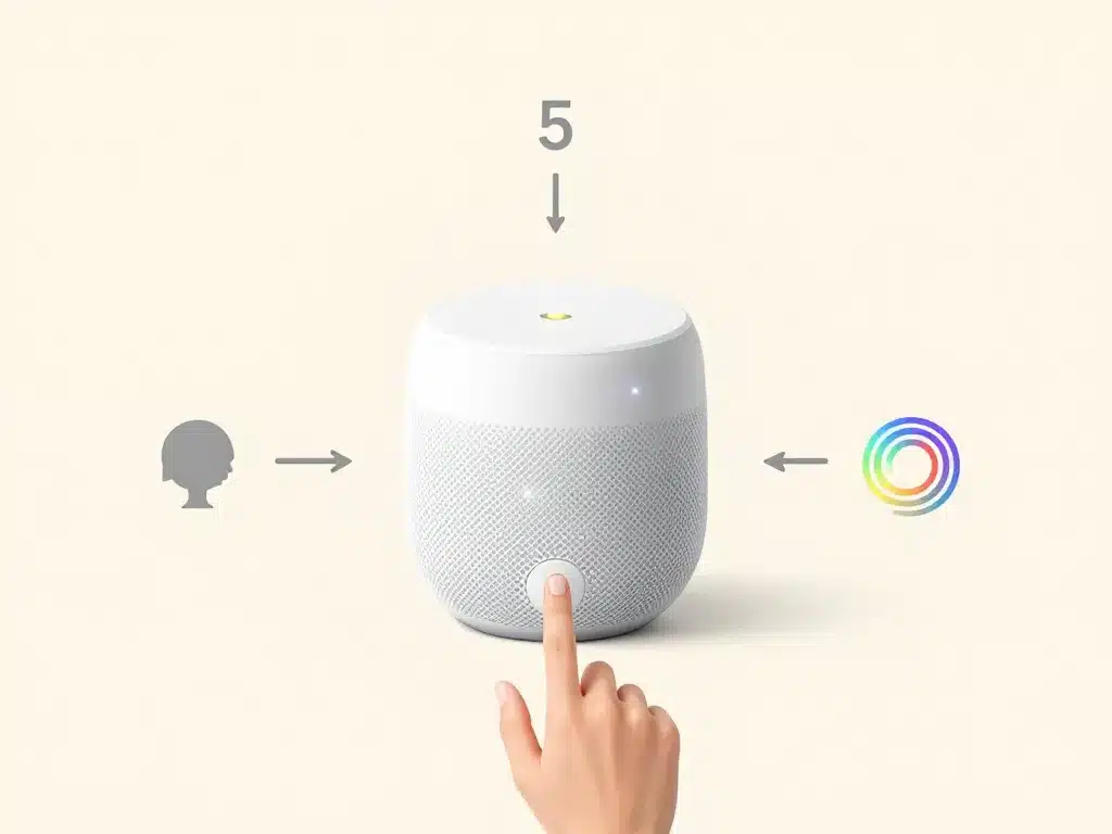 Schéma procédure pas à pas reinitialiser google home mini