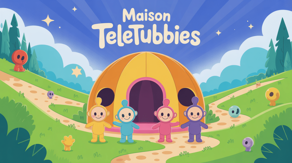 teletubbies maison illustration enfantine dôme coloré