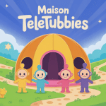 teletubbies maison illustration enfantine dôme coloré