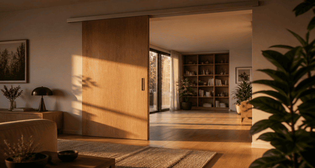 coulissant habitat porte bois salon moderne
