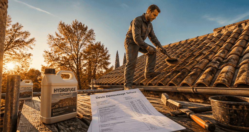 exemple devis démoussage toiture sur toit en tuiles