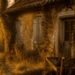 maison abandonnée façade décrépie lierres