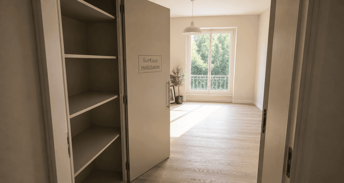 Placard surface habitable dans pièce moderne