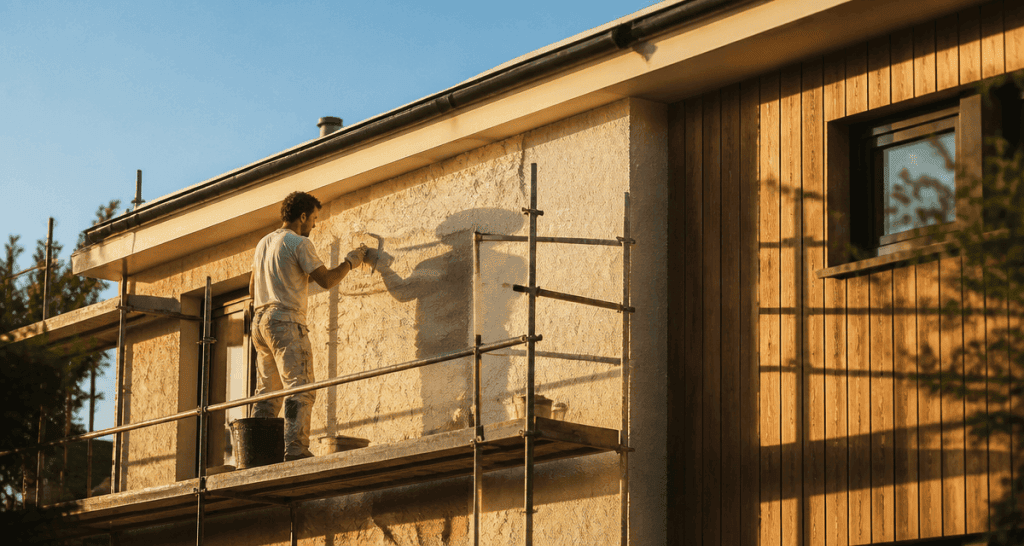 solutions rénover ou embellir façade échafaudage enduit bardage bois