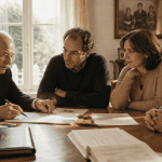 vente maison en indivision entre frere et soeur autour table