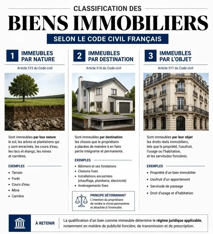 Classification des biens immobiliers selon le Code civil : définition et catégories