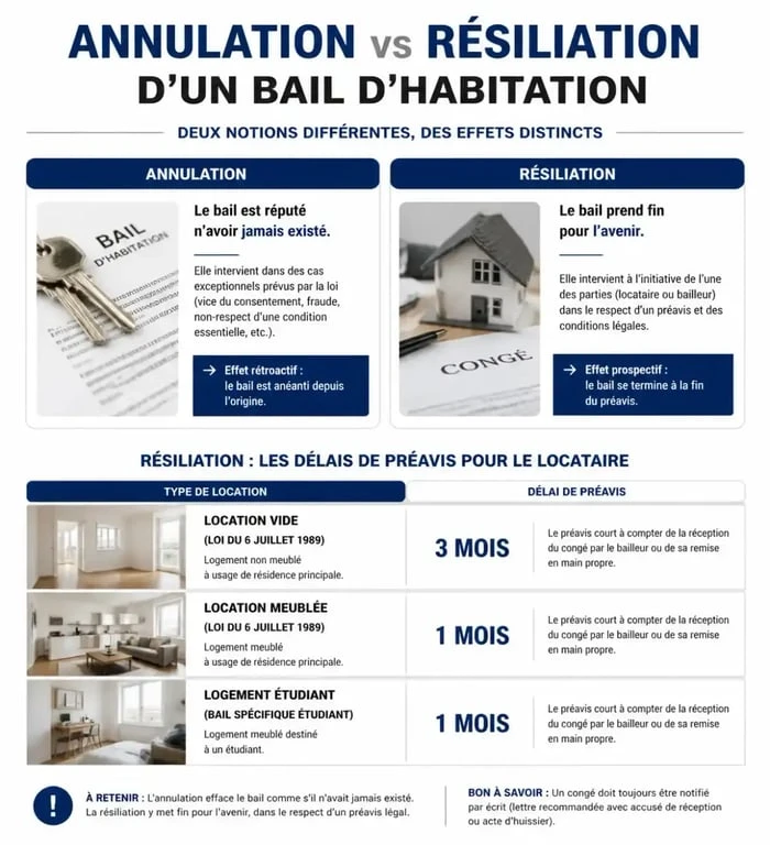 Infographie explicative sur le délai de rétractation bail et les procédures de résiliation