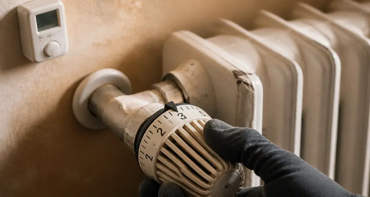 Fonctionnement vanne thermostatique : tête de vanne sur radiateur