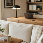 Coin bureau salon discret dans un salon moderne lumineux