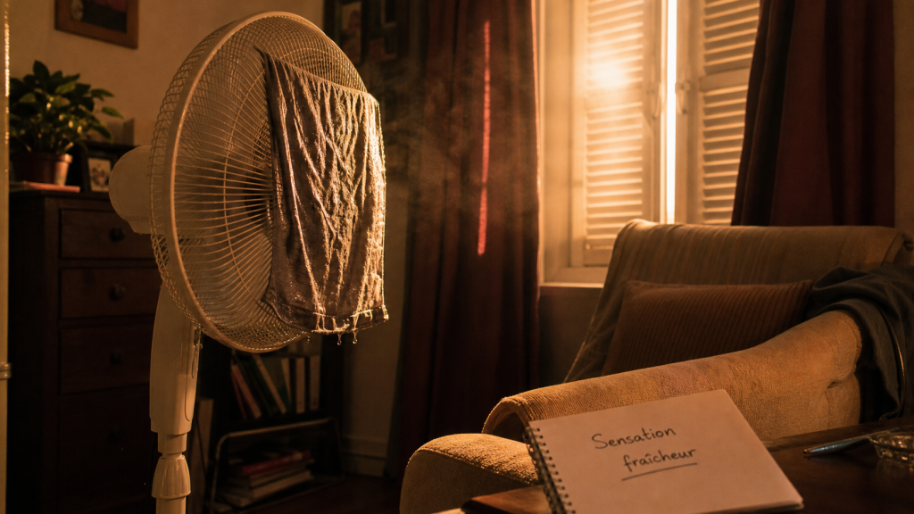 Comment rafraîchir une pièce avec un ventilateur : courant d’air et linge humide devant le flux