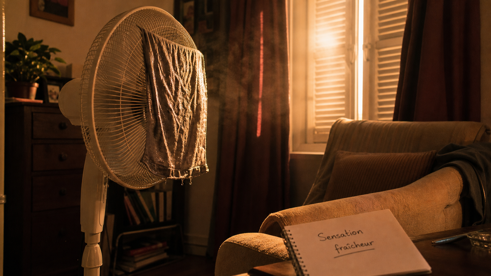 Comment rafraîchir une pièce avec un ventilateur : courant d’air et linge humide devant le flux