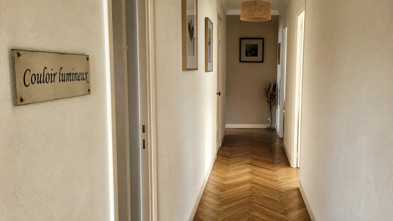 Couleur peinture pour couloir ivoire et taupe, couloir lumineux et éclairé