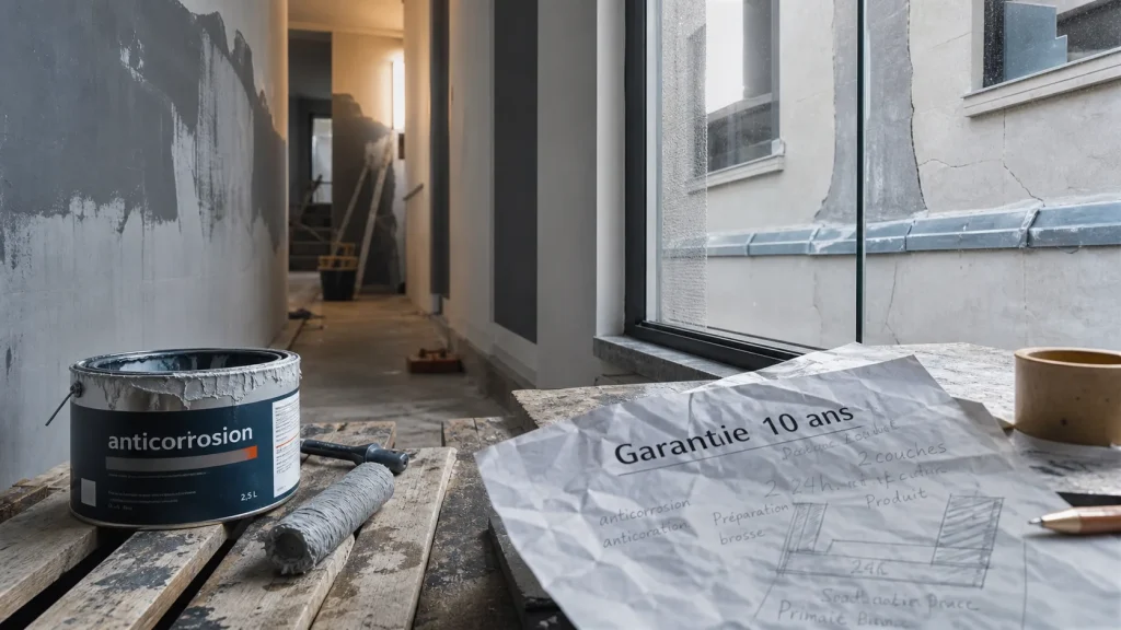 Décennale peintre : rouleau de peinture et garantie 10 ans anticorrosion sur chantier