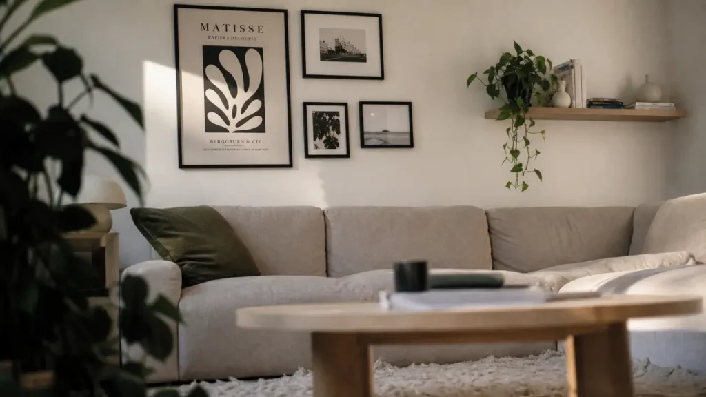 Décorer un mur blanc sans le surcharger : cadres, étagères et relief