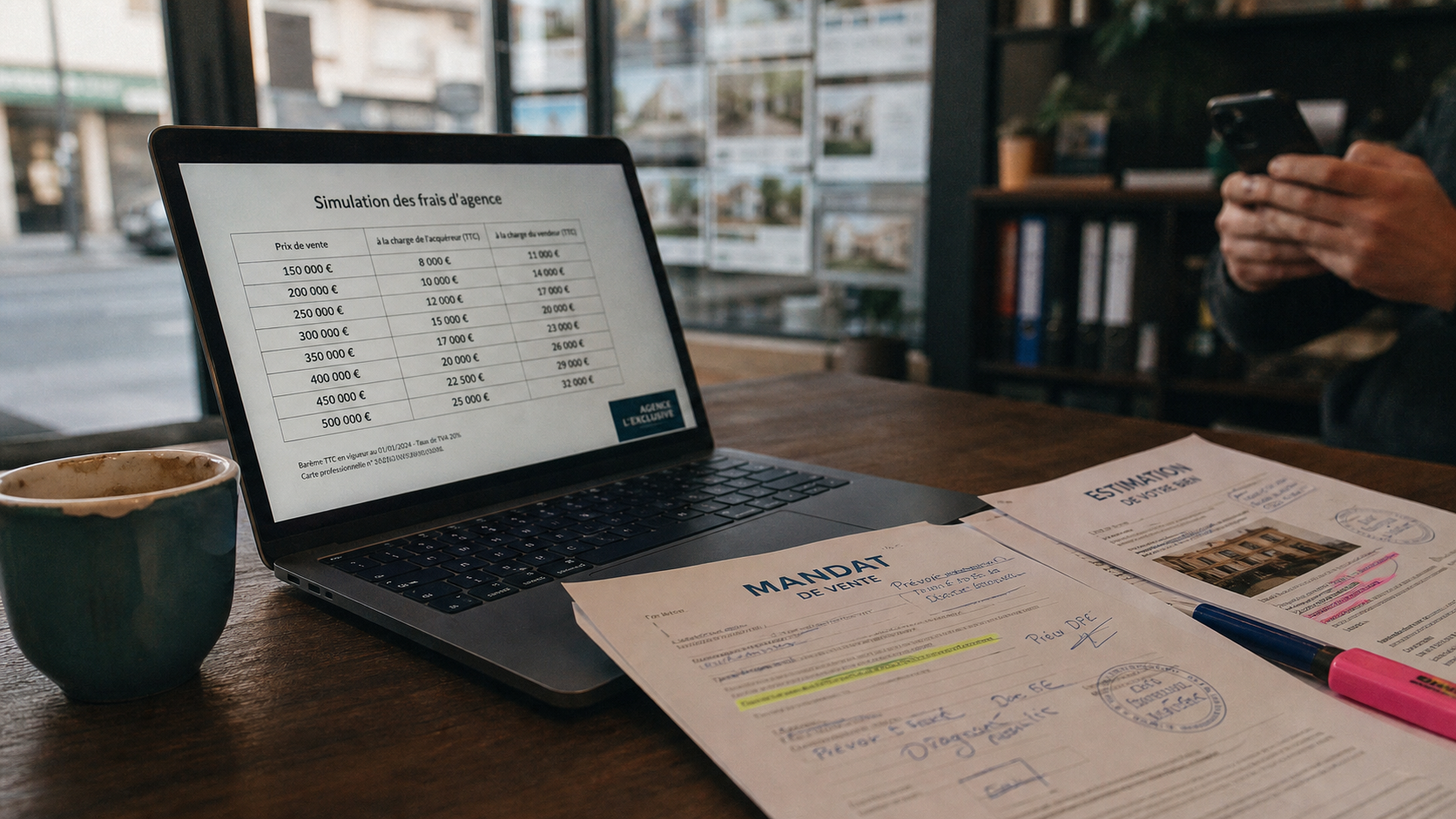 Meilleure agence immobilière en ligne, simulation frais d’agence forfait fixe sur ordinateur