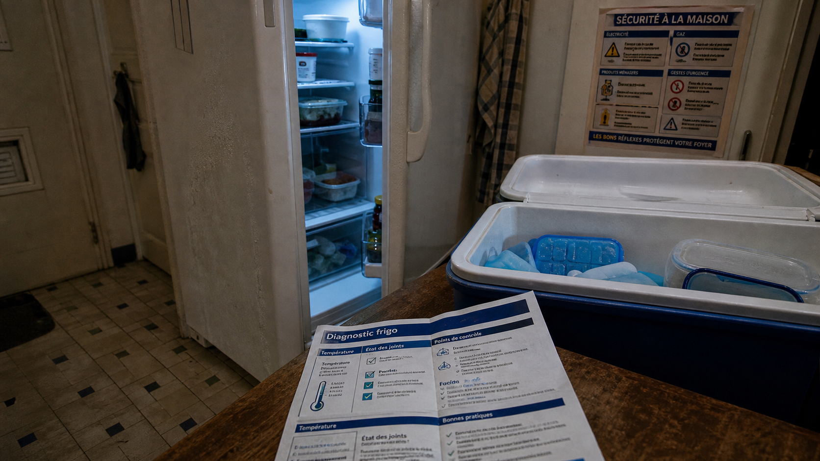 Panne frigo, frigo entrouvert et diagnostic avant réparation