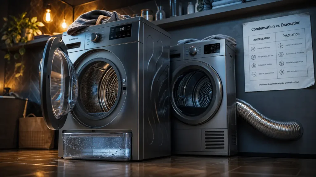 Différence sèche linge condensation ou évacuation : installation et entretien
