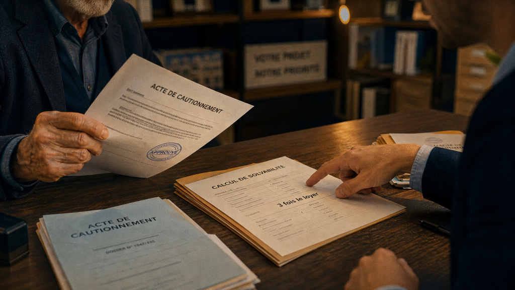 Un retraité signe un acte de cautionnement pour une location