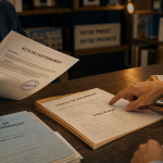 Un retraité signe un acte de cautionnement pour une location