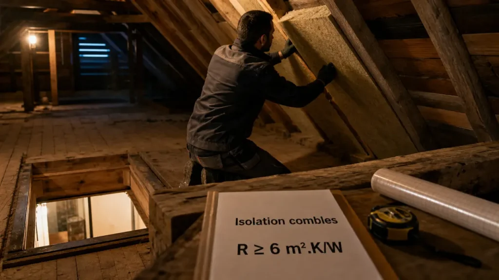 Aide pour isolation des combles en 2026 : artisan RGE pose l’isolant en combles