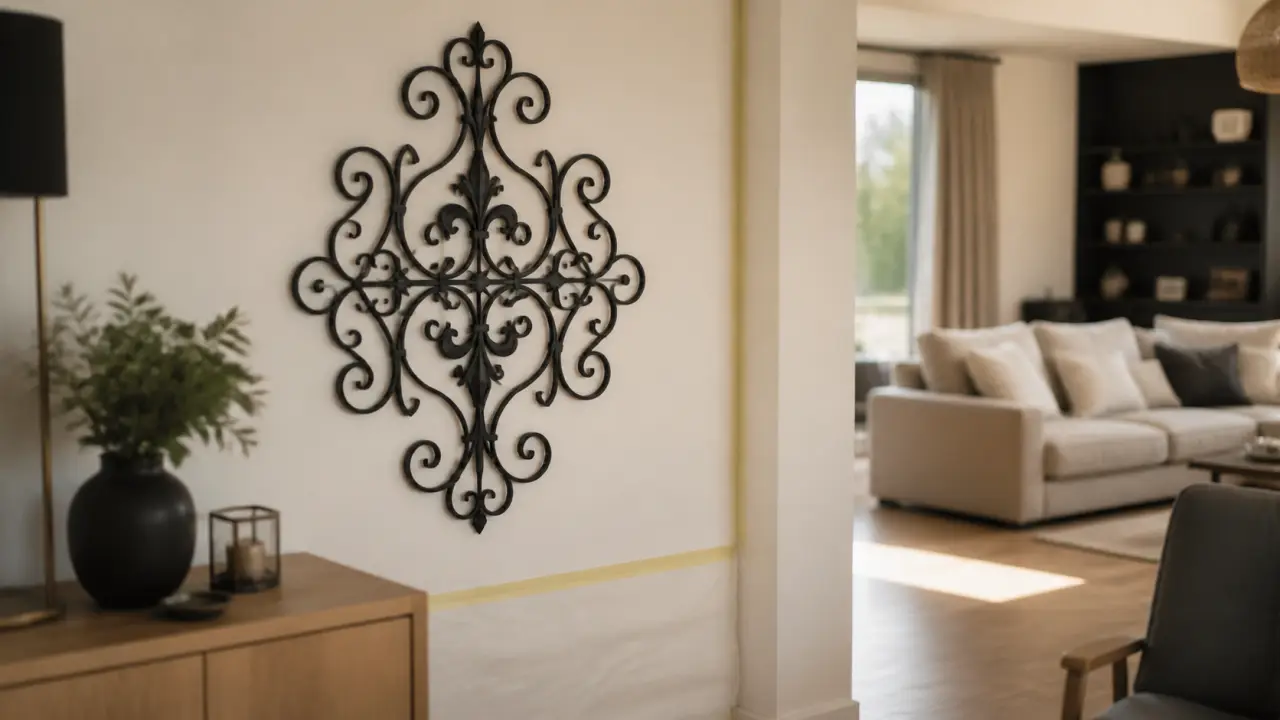 Décoration fer forgé intérieur : mur noir mat ajouré