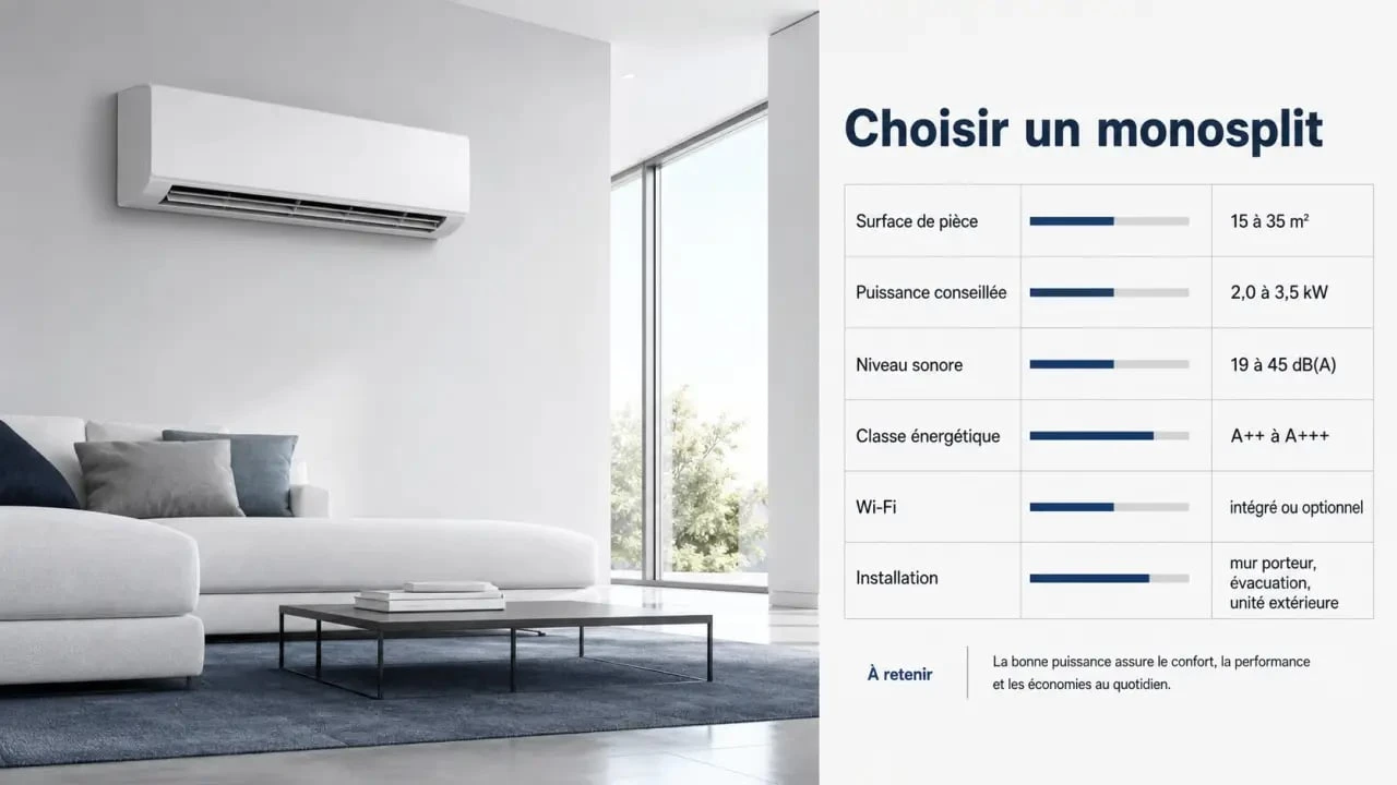 Climatisation monosplit : critères de choix et puissance recommandée pour une pièce