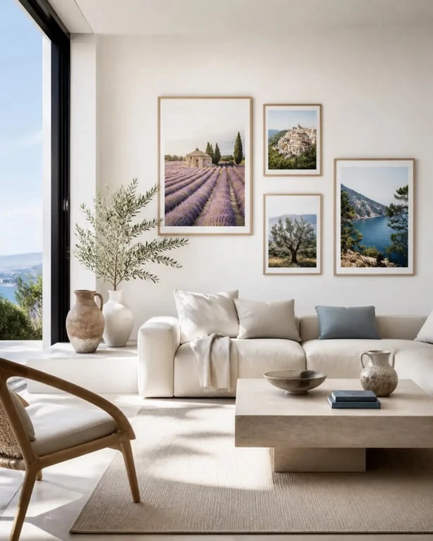 Idée déco avec paysage provence peinture dans un intérieur lumineux et contemporain