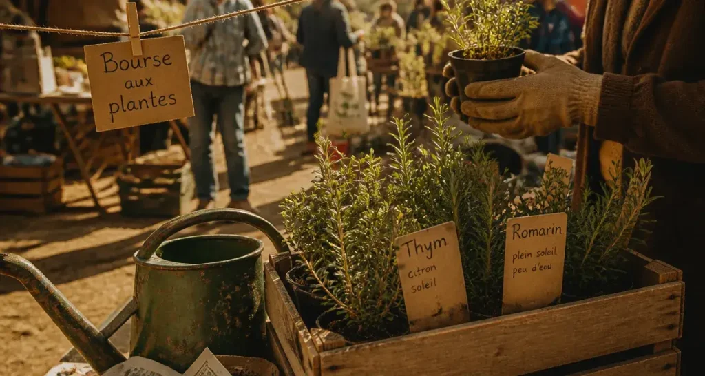 Foire aux plantes ce week end près de Avignon : plants aromatiques sur un marché