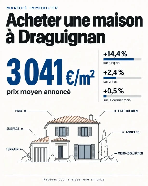 Infographie sur le prix d'une maison à vendre à Draguignan et les critères de comparaison