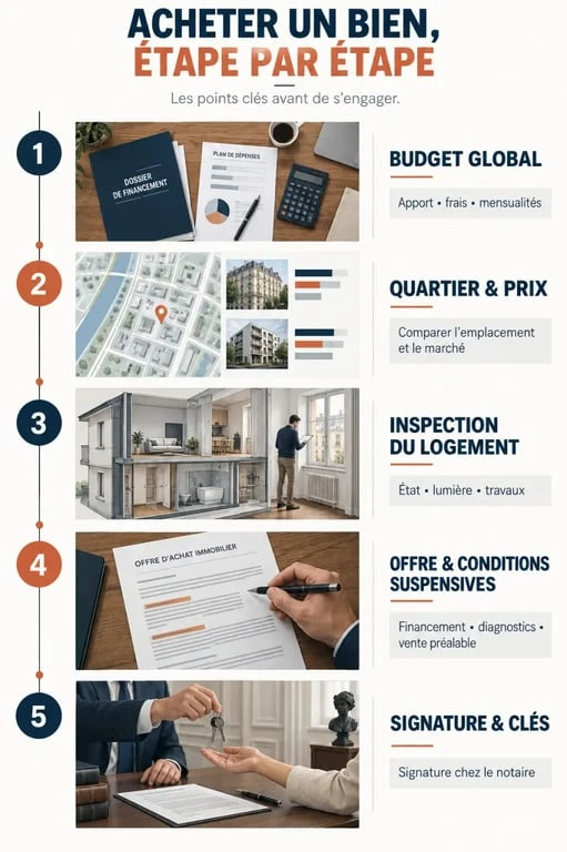 Conseils immobilier achat : étapes pour sécuriser un achat immobilier, du budget à la remise des clés