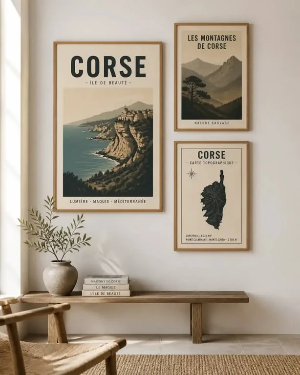 Exemple de décoration murale avec une affiche Corse dans un intérieur moderne