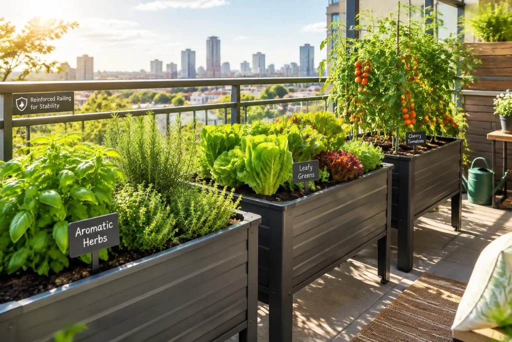 Potager urbain sur balcon : lumière, poids & cultures