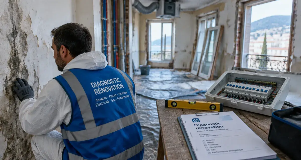 Rénovation appartement Alpes-Maritimes : technicien vérifie l’humidité et le bâti avant finitions